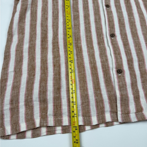 NWT Faherty Men's Palma Linen Camp Shirt Brown Stripes Size L Surfer Resort - Picture 7 of 10